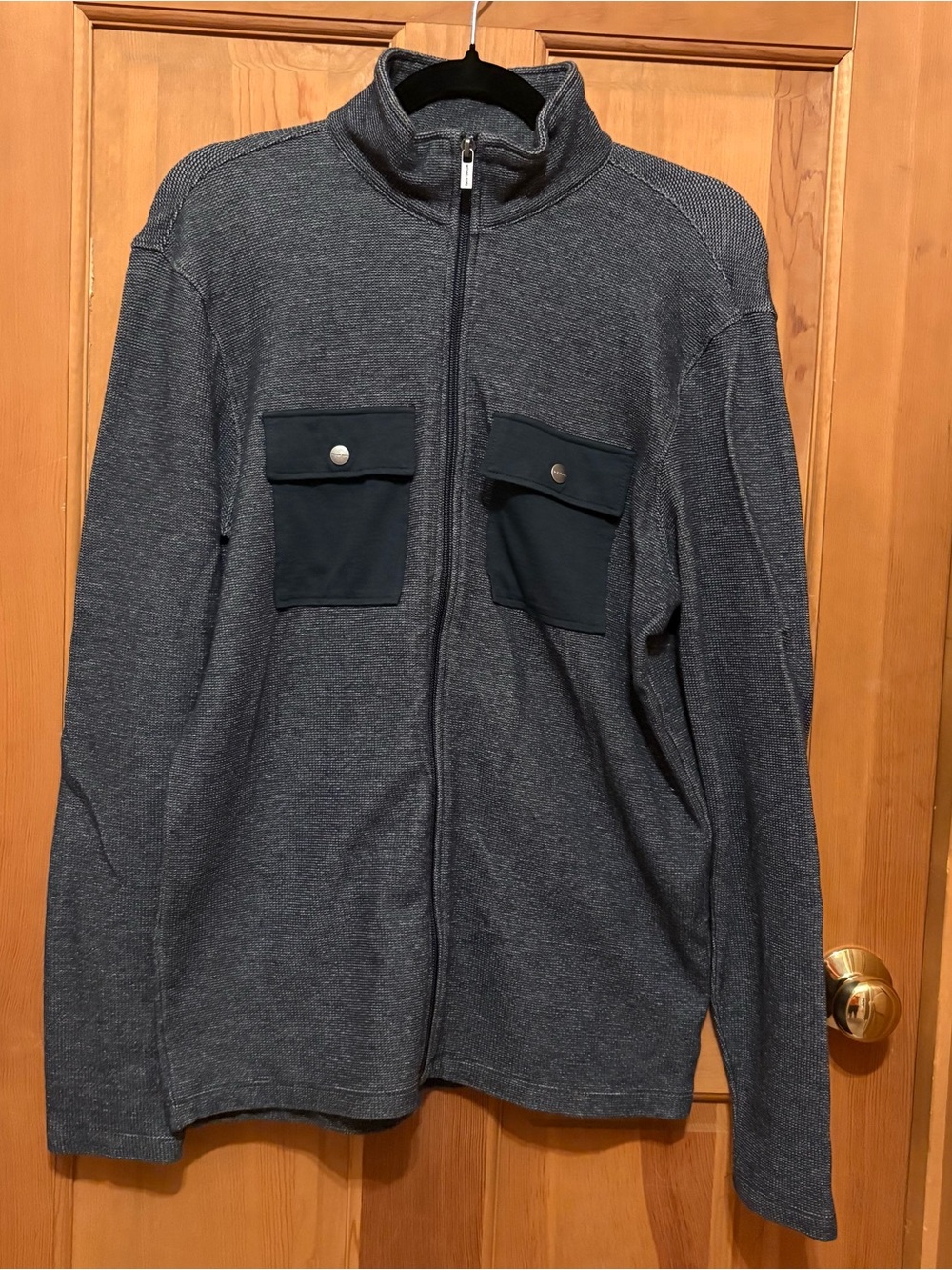 Michael Kors Men's Dark Gray Full-Zip Sweater Jacket Hybrid with Chest Pockets